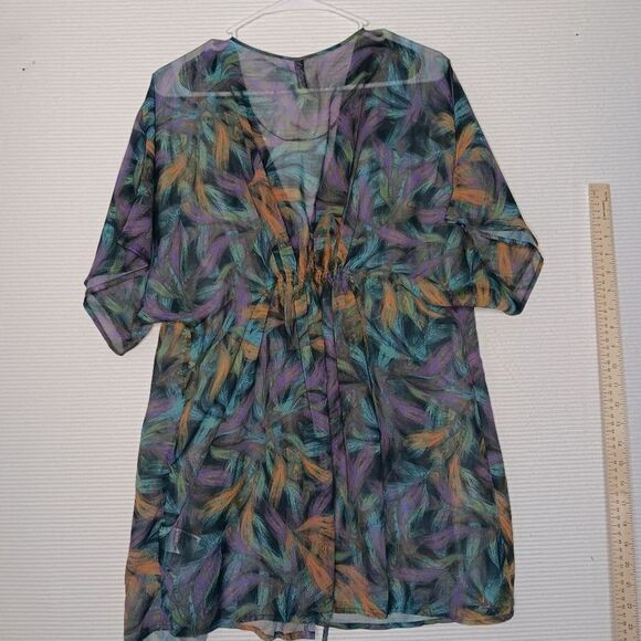 H&M Womens Cardigan Island leaf prin Sheer Cover-up Size 6 - Picture 4 of 12